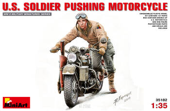 U.S.Soldier Pushing Motorcycle