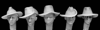 5 heads with slouch hats