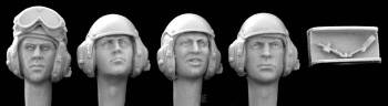 4 Heads with separte microphones, US Tank crew