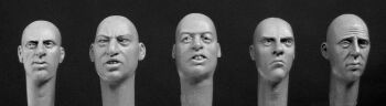 5 More bare heads with Caucasian features