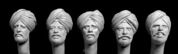 5 heads with Sikh turbans