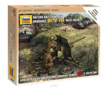 British QF 2pdr Anti Tank Gun with Crew