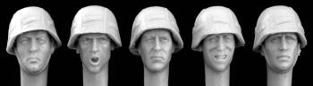 5 heads with German Army Style Camo Helmet covers 