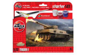 Tiger I - zestaw z klejem, pędzlem oraz farbkami.