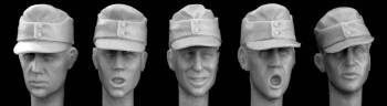 5 heads wearing German M1943 caps