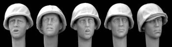 5 heads with early type USMC M1 helmet