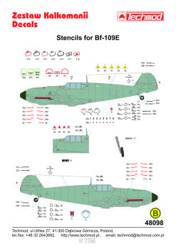 Bf 109E Stencils