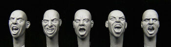 HH 38, 5 bare heads shouting, "War faces"