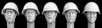 5 heads wearing Russian helmet WWII/modern