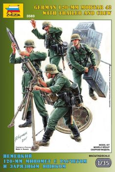 German 120-MM Mortar 42 with Trailer and Crew