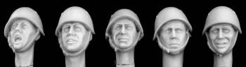 5 Heads wearing WWII Italian Helmets