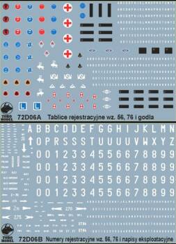 Tablice rejestracyjne wz.56 & 76, godła i napisy e