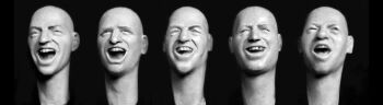 5 bald heads with triumphant, exulting faces