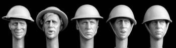 5 heads wearing British helmet (3xMk II 2xMk III)