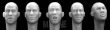 5 east asian heads with varying expressions - 2