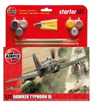 Hawker Typhoon Ib - zestaw z klejem, pędzlem oraz farbkami.