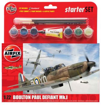 Baulton Paul Defiant Mk.I - zestaw z klejem, pędzlem oraz farbkami.