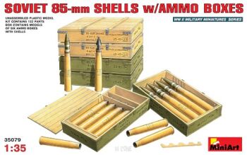 Soviet 85mm shells w/ammo boxes