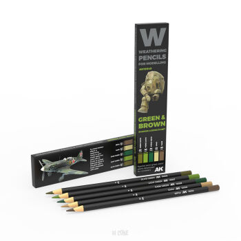 Watercolor Pencil Set - Green And Brown Camouflage