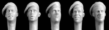 5 heads wearing berets pulled right, British 40,50