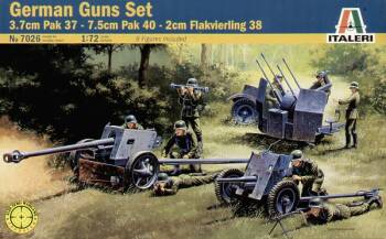 German Guns Set Pak 37, Pak 40, Flak 38