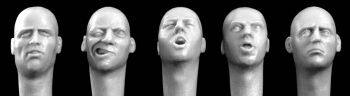 5 bald heads with European faces