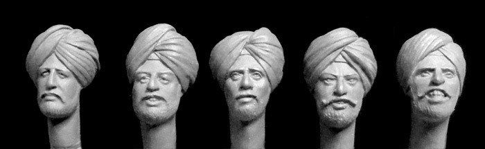 5 heads with Sikh turbans