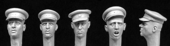 Heads with Soviet WW2 officers caps