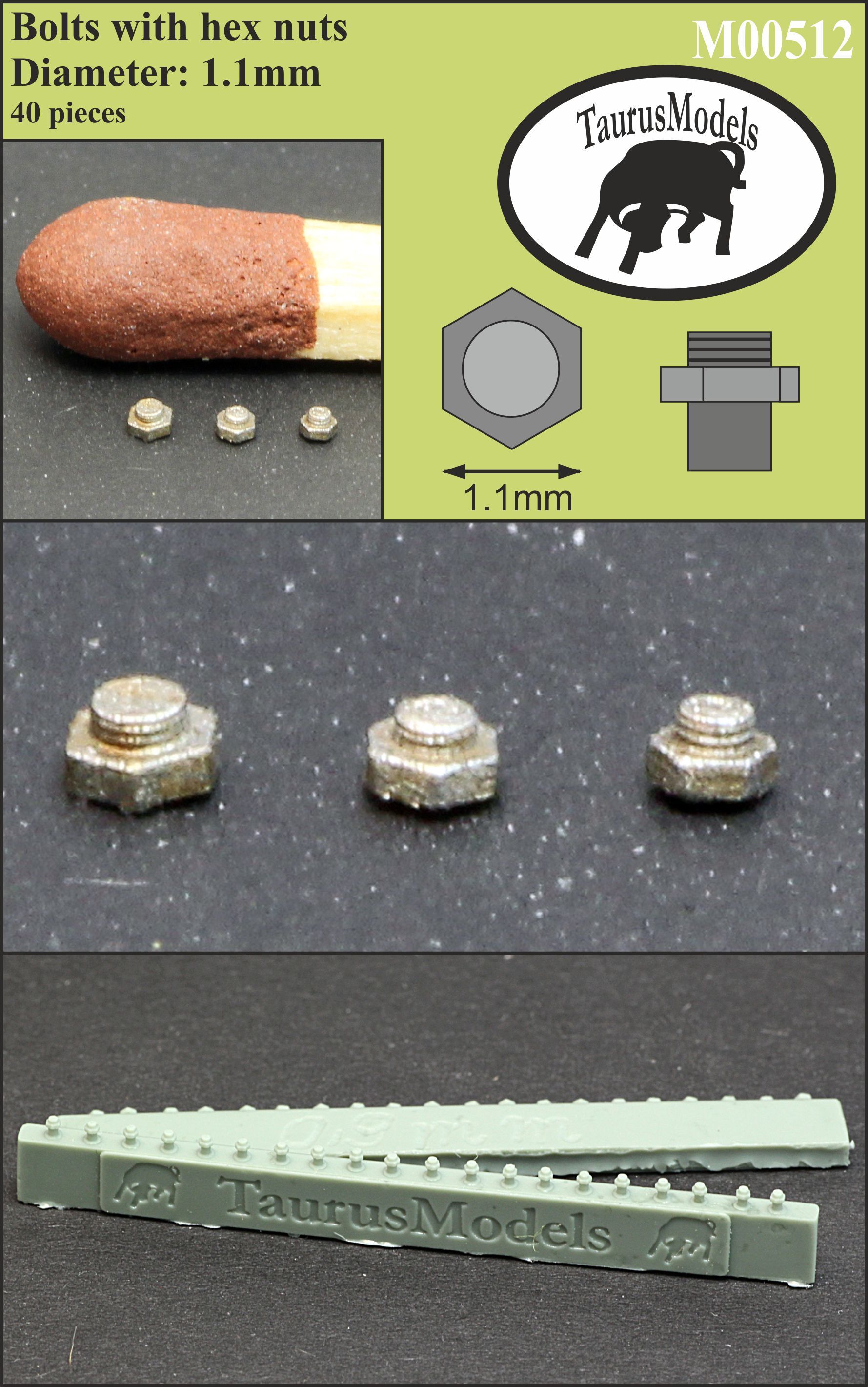 Śruby z sześciokątnym łbem - 1,10mm - 40szt.