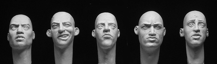 5 Caucasian Heads with formed eyes