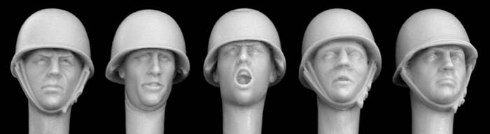 5 Heads wearing French M51 steel helmet