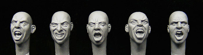 HH 38, 5 bare heads shouting, "War faces"