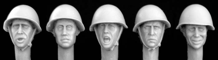 5 heads wearing Russian helmet WWII/modern