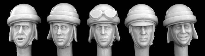 5 Heads for Italian WWII AFV crewman and Motorcycl