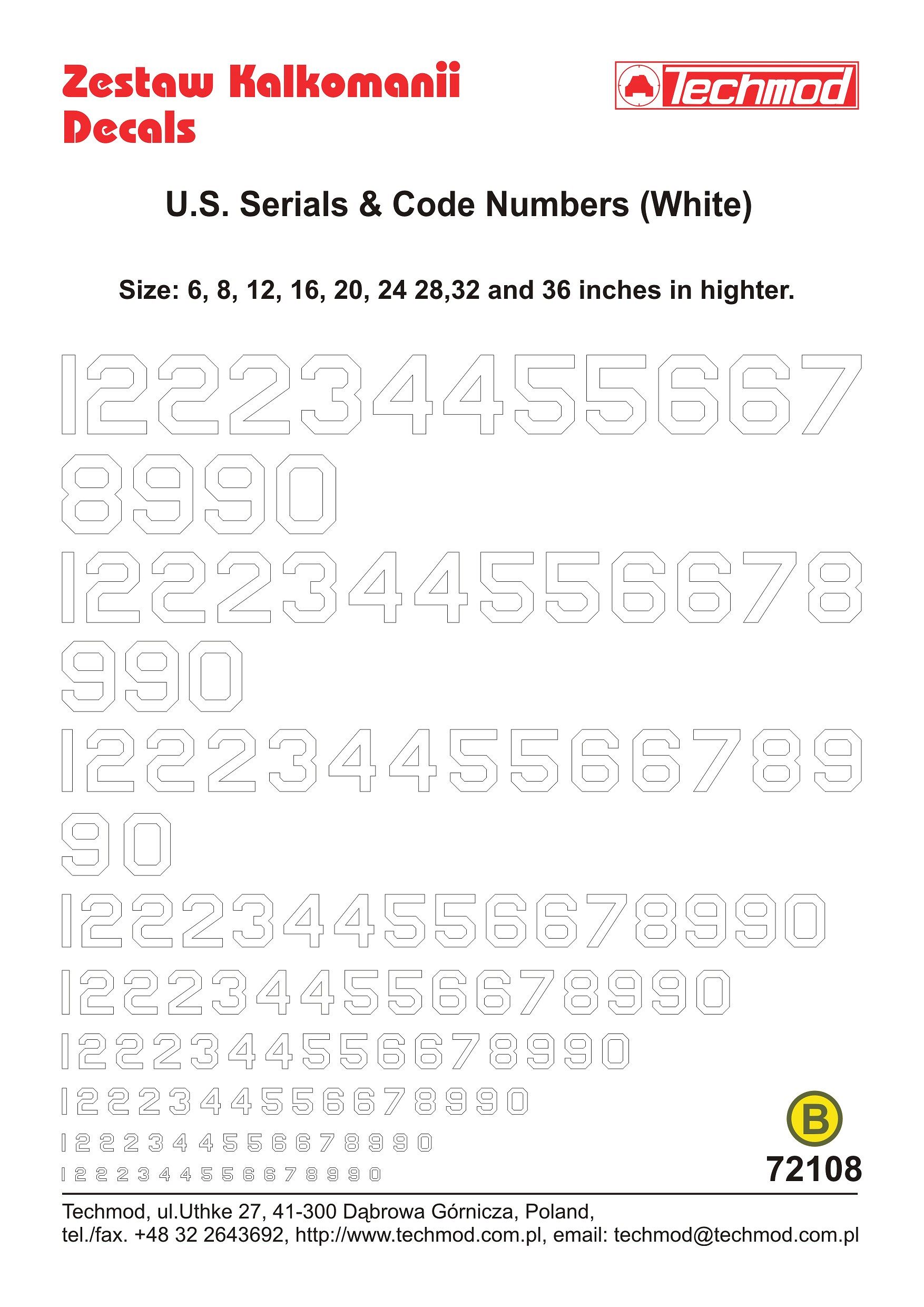 Cyfry Kodowe U.S.A. białe