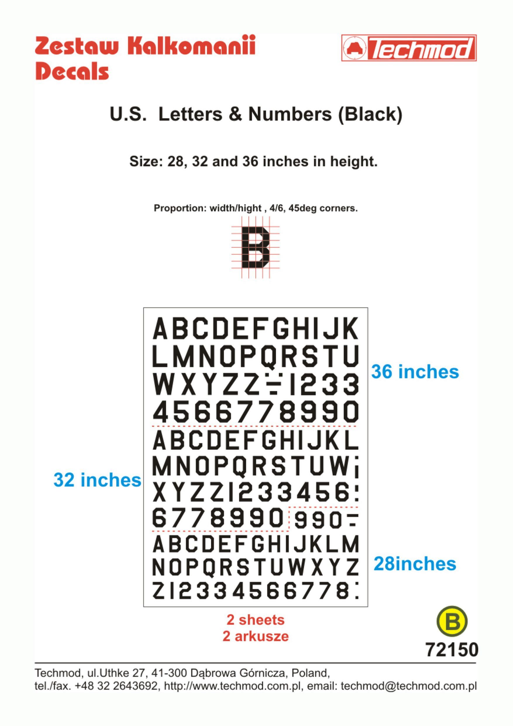 U.S. Letter & Numbers Black