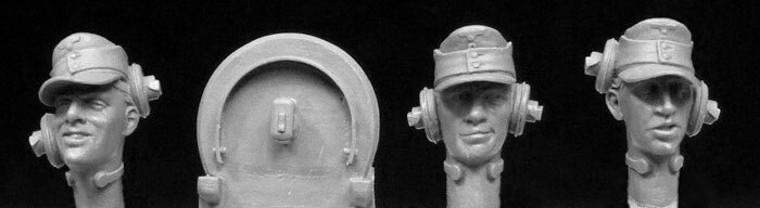 German Army Panzer crew heads 3 heads 3 earphone