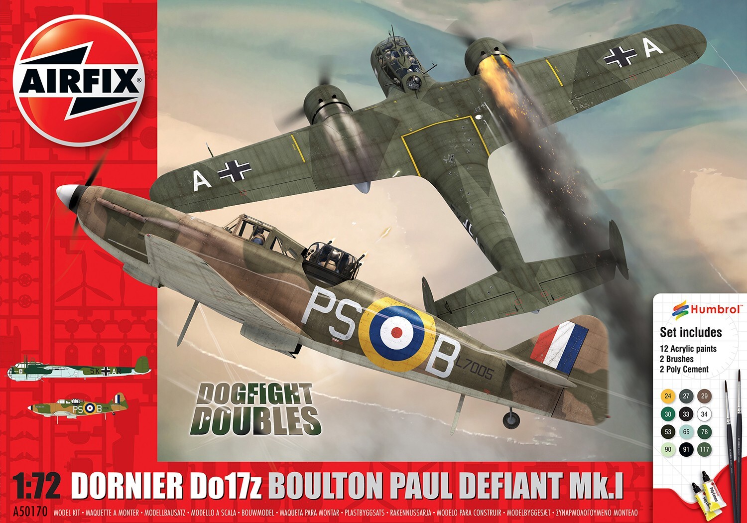 Dornier Do17z - Boulton Paul Defiant Mk.I - zestaw z klejem, pędzlem oraz farbkami.