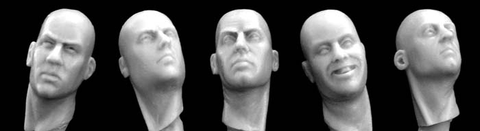 5 Different Bare Heads with Necks turned sideways