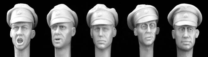 5 Heads with German SS Officer crushed caps