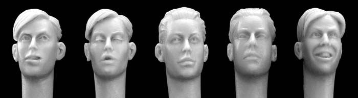 5 heads with youthful faces and 1940's haircuts