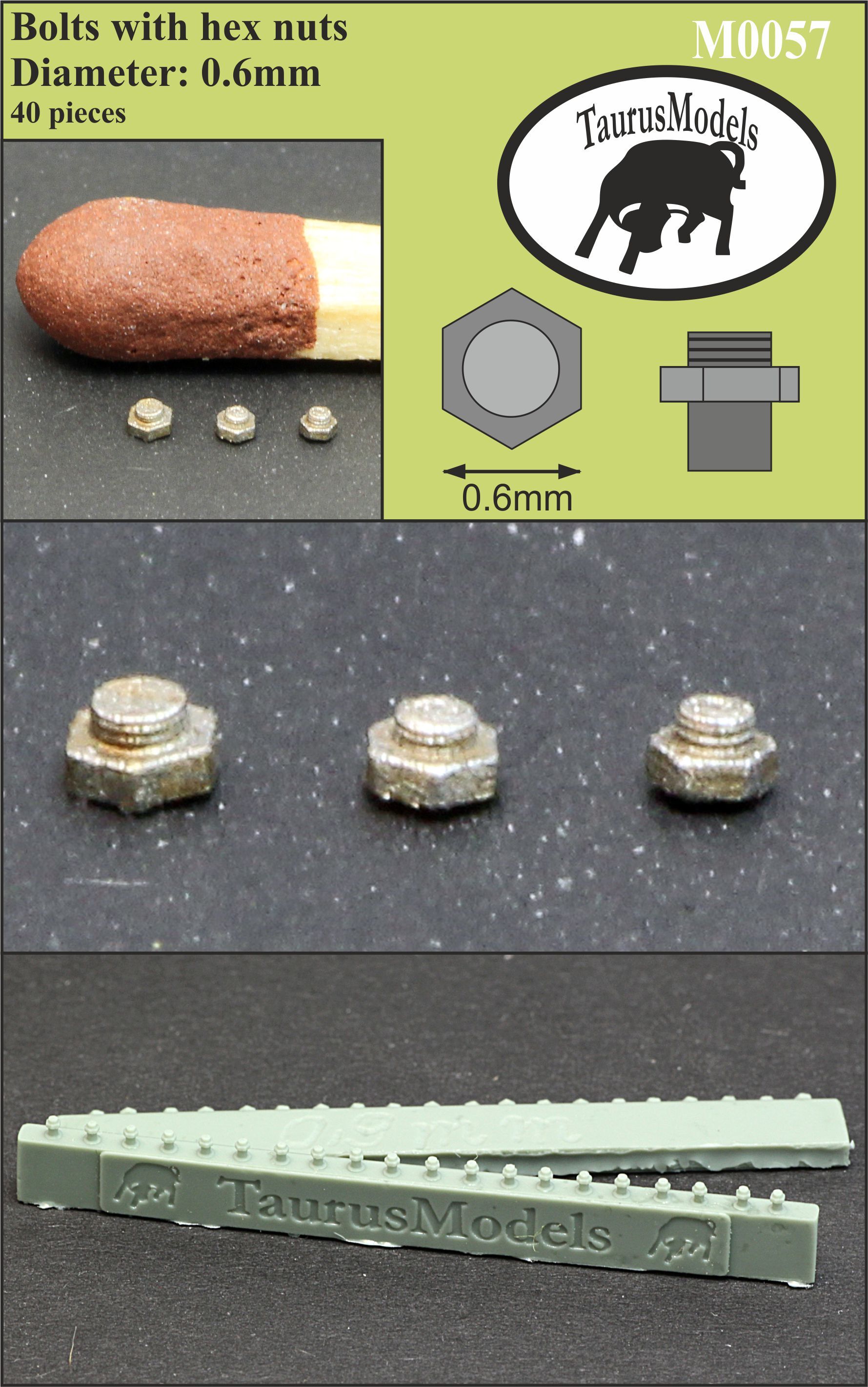 Śruby z sześciokątnym łbem - 0,60mm - 40szt.