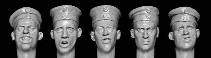 5 more heads, German WWI field caps