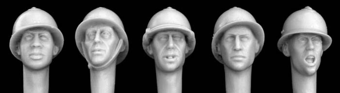 Heads with WWII French Type Steel Helmets