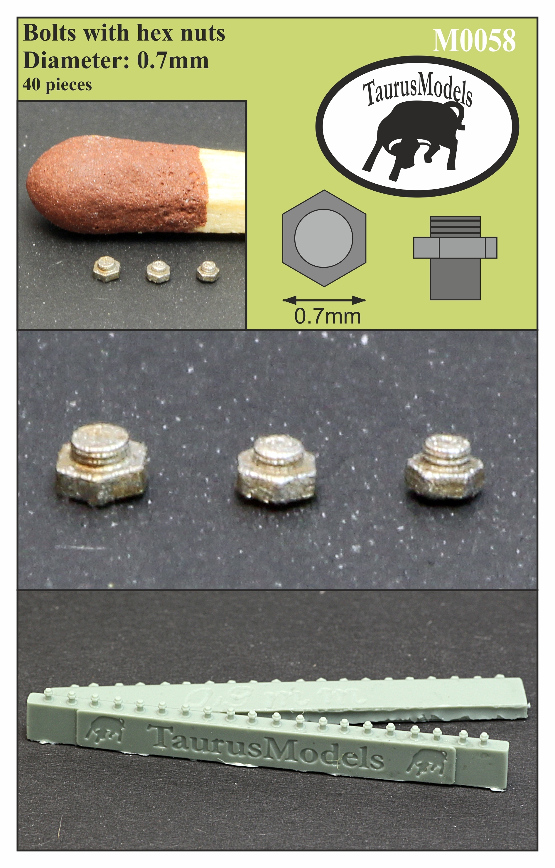 Śruby z sześciokątnym łbem - 0,70mm - 40szt.