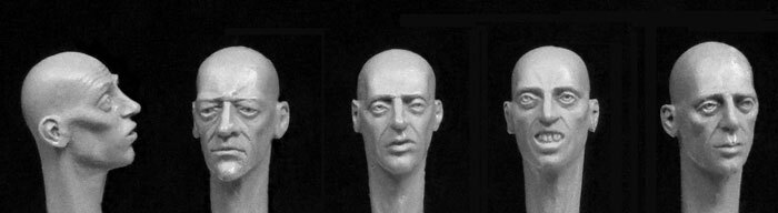 5 Bare heads with emaciated features